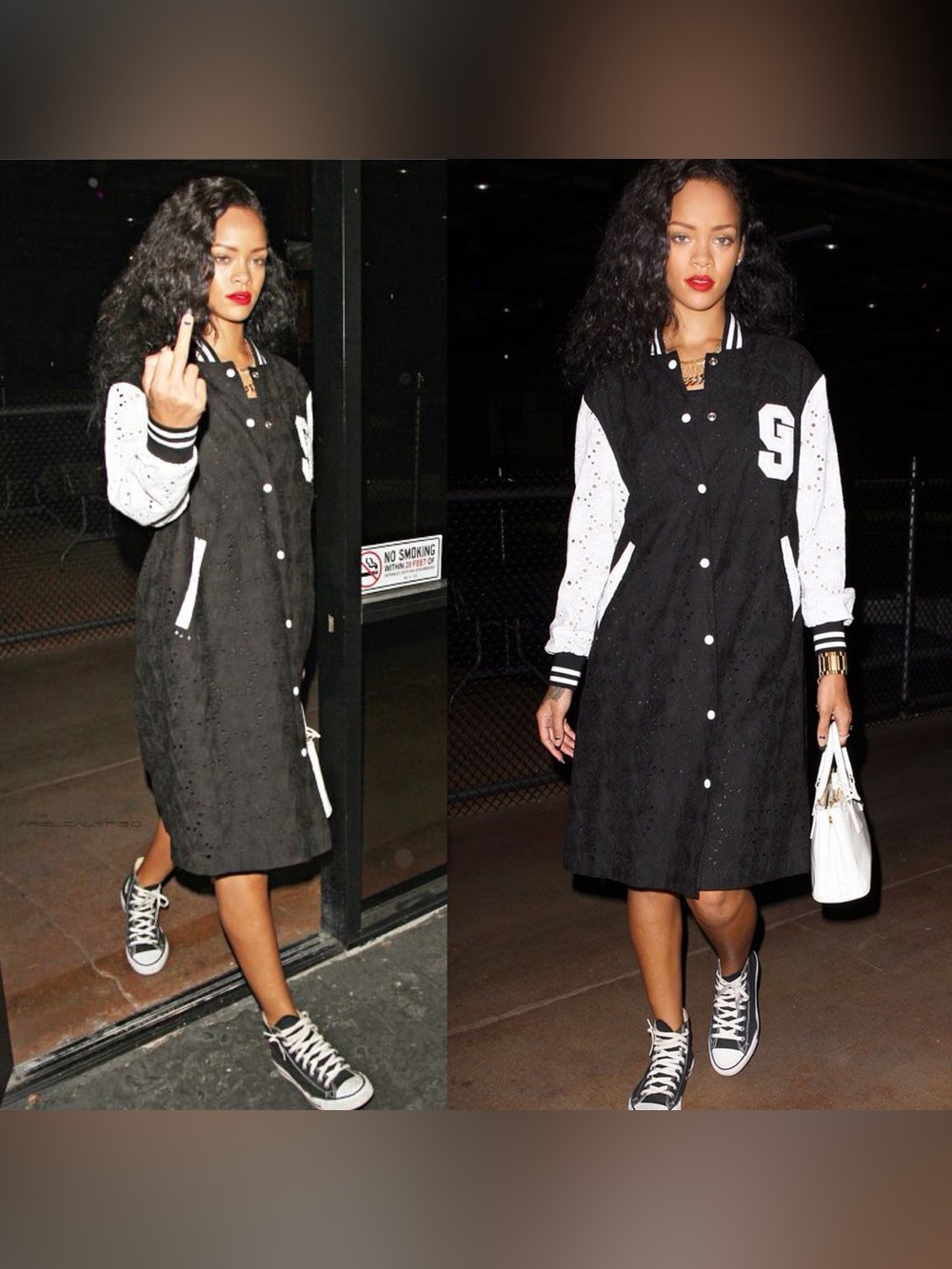 Goen J. Black & White Long Varsity Jacket